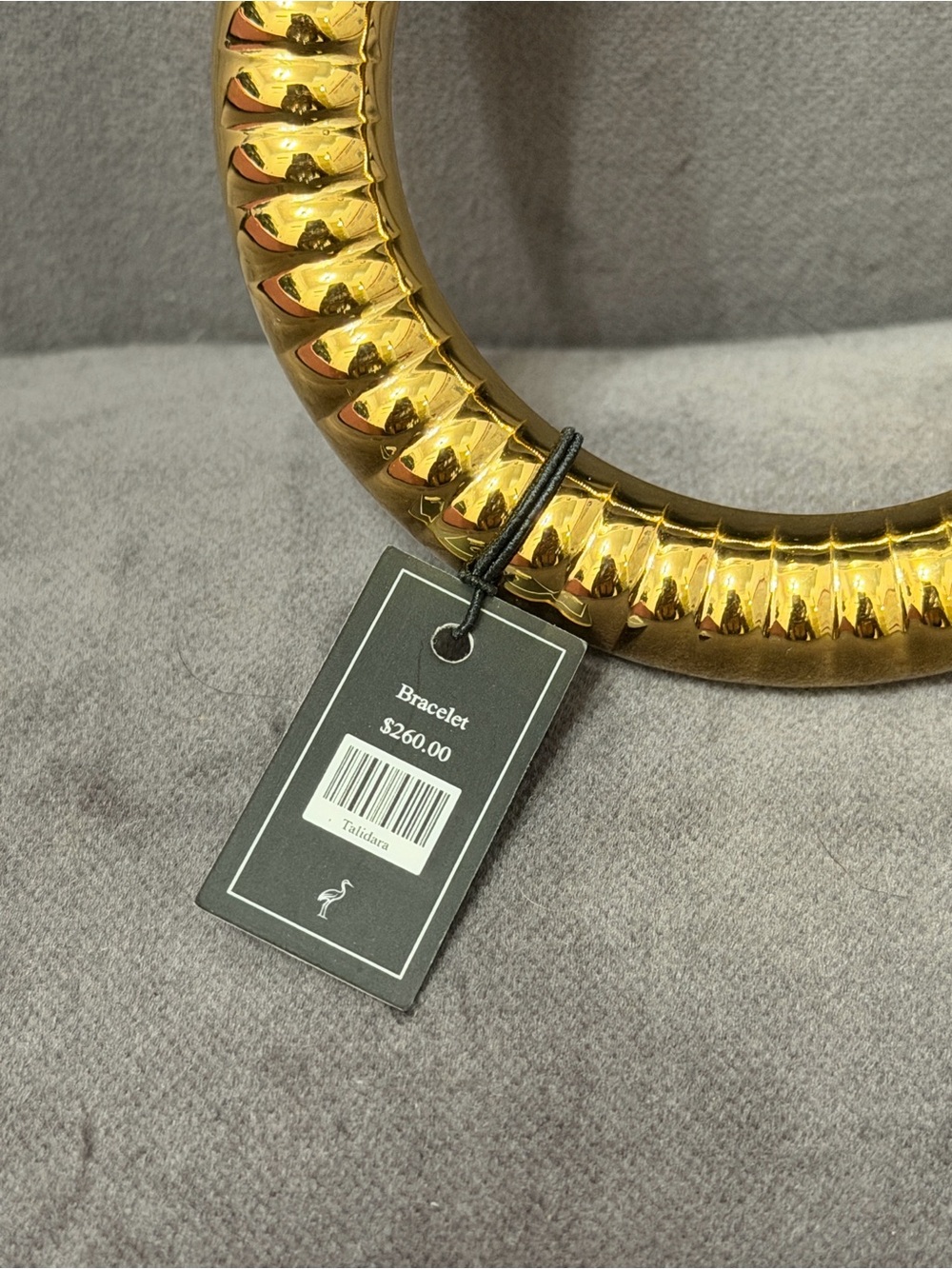 Gold Ribbed Bangle Bracelet - Picture 2 of 2